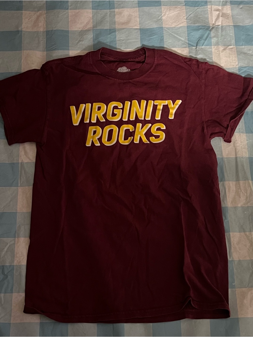 Zumiez Maroon Graphic Tee with Yellow Text
